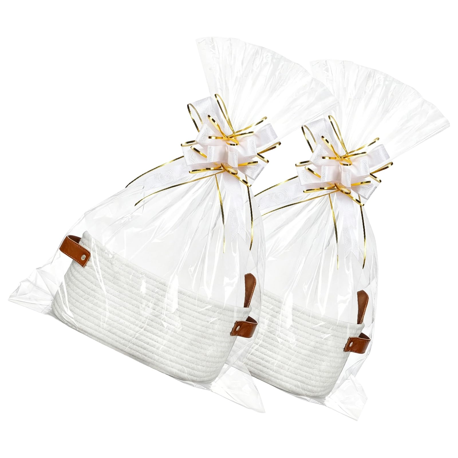 Kaeltsyn 2Pcs Soft Cotton Rope Storage Containers Household Box Organizers Bin for Jewelry Remote Controls and More Deeper Containers