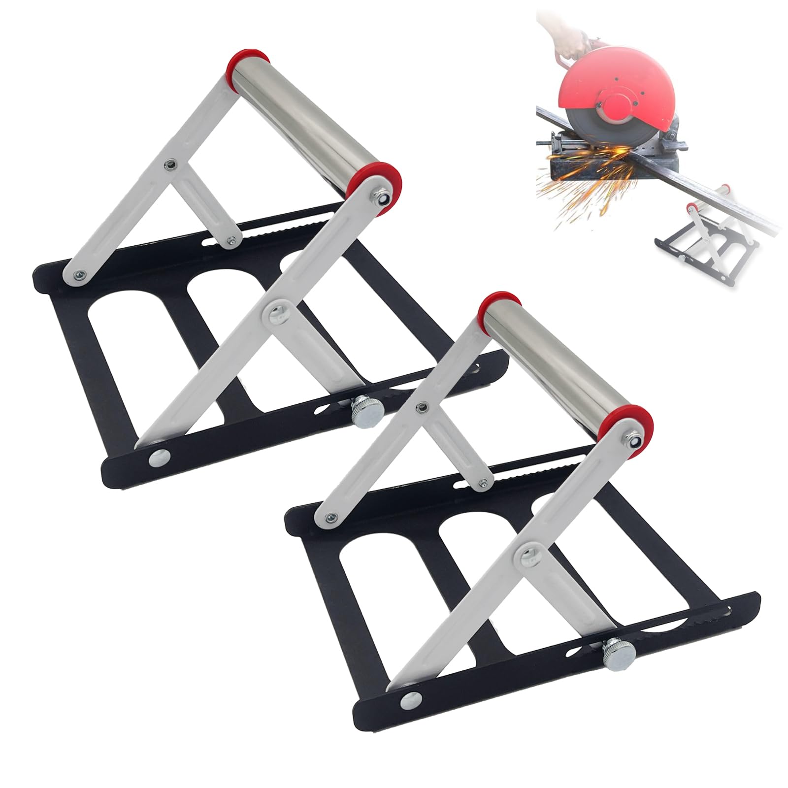 2PCS Support Réglable pour Machine de Découpe en Métal - Tréteaux Réglables pour Scie de Table et Travail