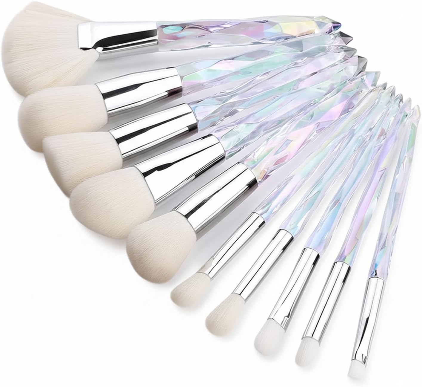 Kingtree Crystal Makeup Brush Set, 10PCS Sparkling Premium Makeup Brushes Professional Synthetic Bristles Foundation Blush Concealer Eyeshadow Makeup Brush for Girls