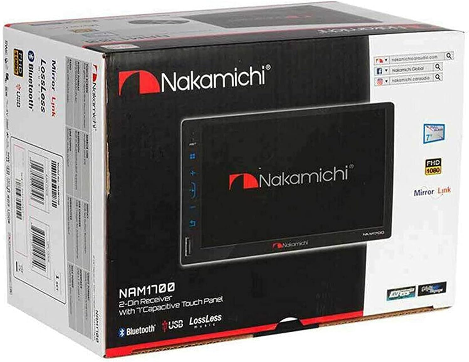 Nakamichi NAM1700 Double-Din In-Dash 7" LCD Touch-Screen Display Mirrorlink Multimedia USB MP3 AM/FM Bluetooth Spotify & Pandora Car Stereo Receiver (NO CD/DVD)