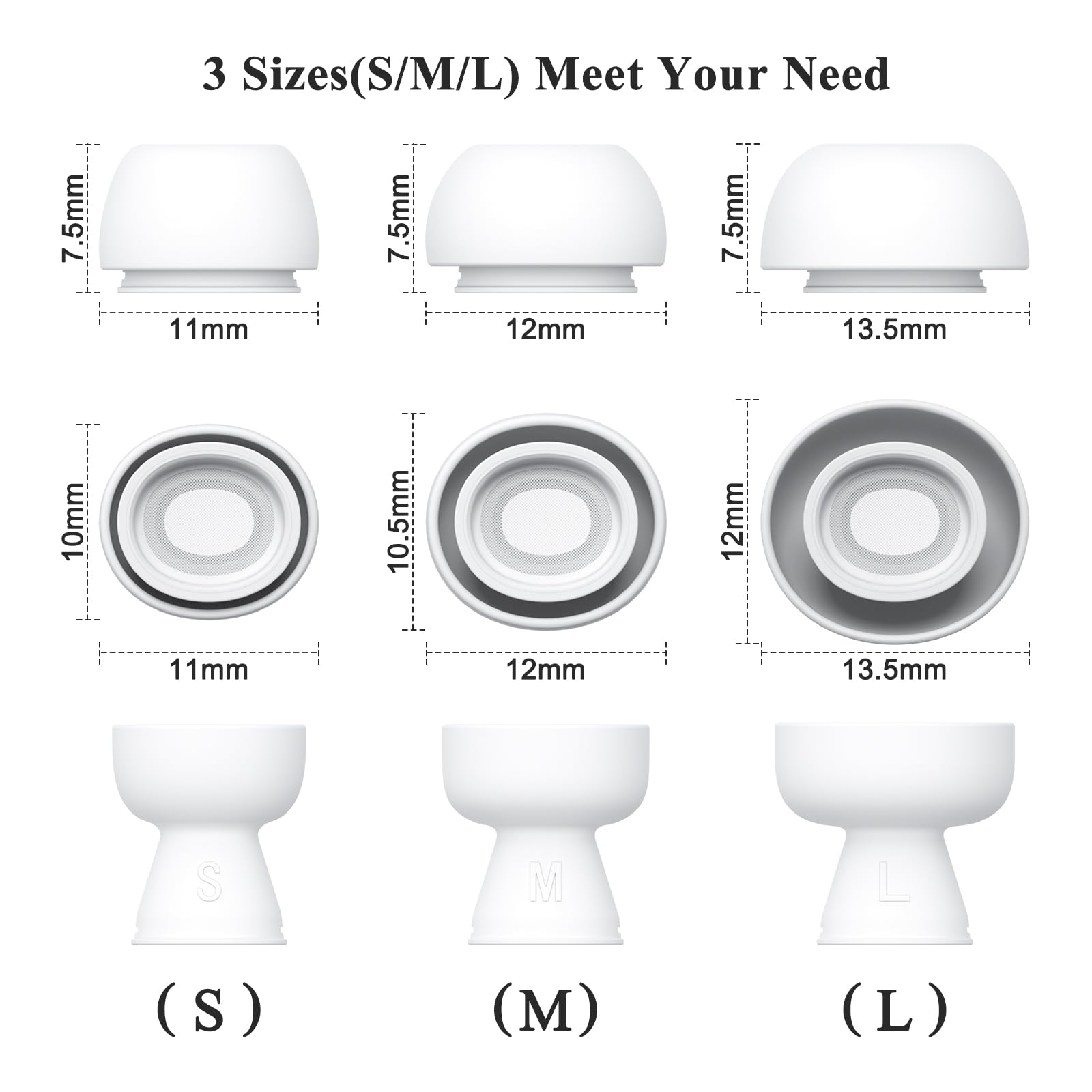 Wanme Embouts de Rechange pour Airpods Pro/Airpods Pro 2, Silicone avec Trou de Réduction du Bruit et Garde-Poussière
