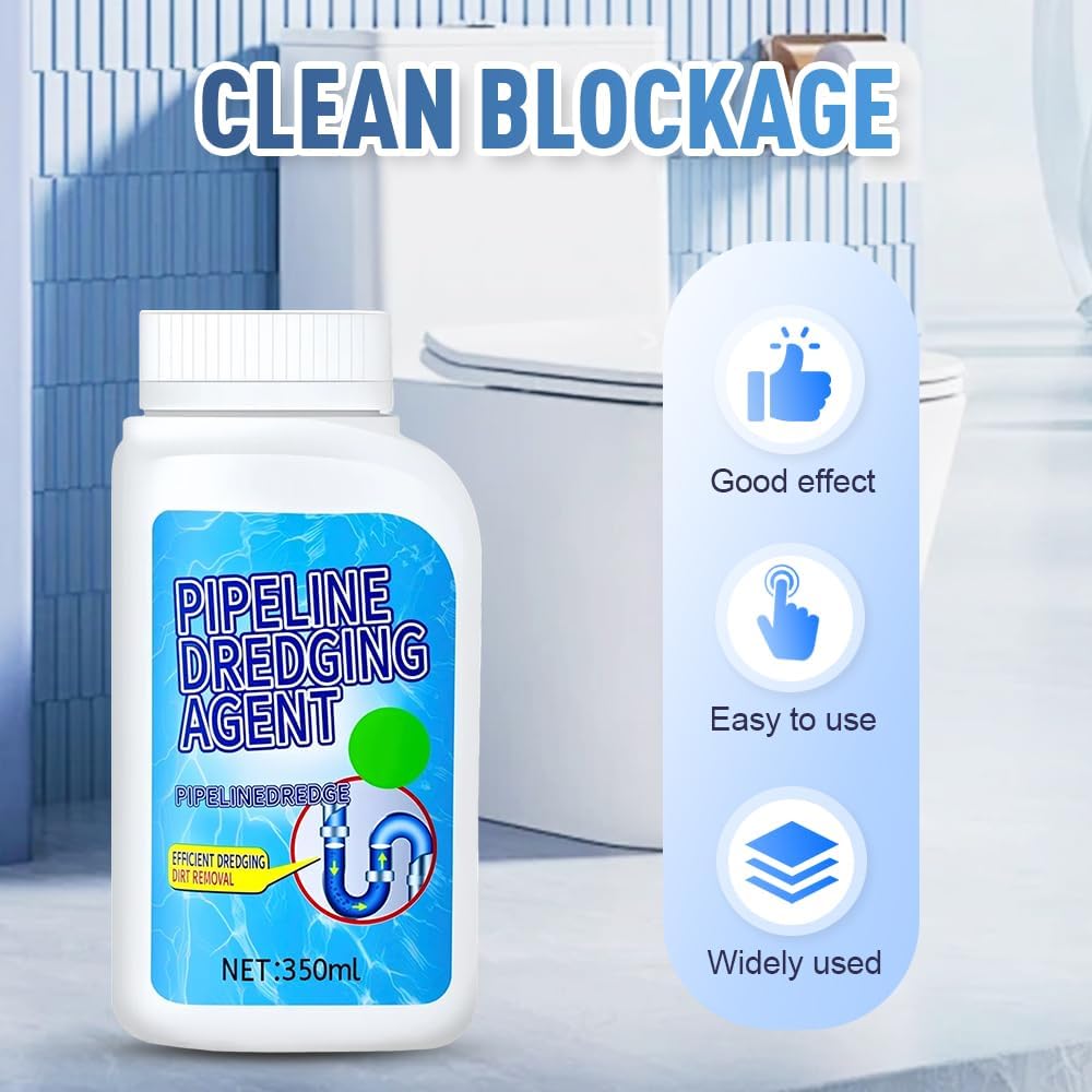 Powerful Pipe Dredging Agent, 2025 New Drain Cleaner Multi-Purpose Pipe Cleaner for Kitchen Bathroom Toilet, Unclog Toilet Clog And Kitchen Sink Pipe Unblocker Powder (3PCS)