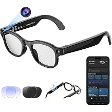 AI Smart Glasses with Camera 8MP, 4K Video, Bluetooth Ai Glasses for Men Women, Wireless Charging, Real-Time Translation, Voice Assistant, Object Recognition, Long Battery Life - 3 Lenses