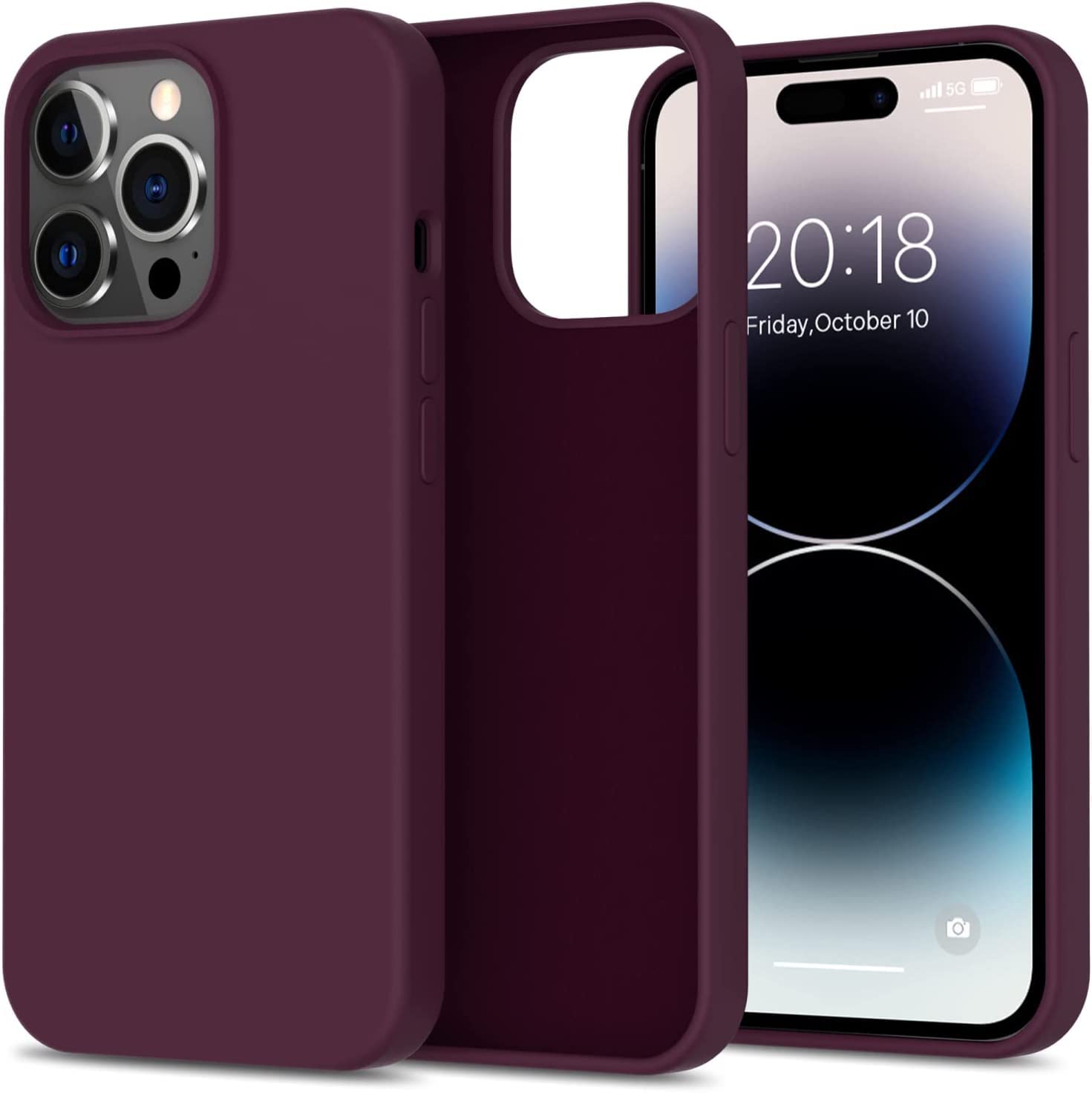 DIZORO® Microfiber Candy Case Compatible for iPhone 14 PRO, Shockproof Slim Back Cover Liquid Silicone Case (Wine Red)-image-36