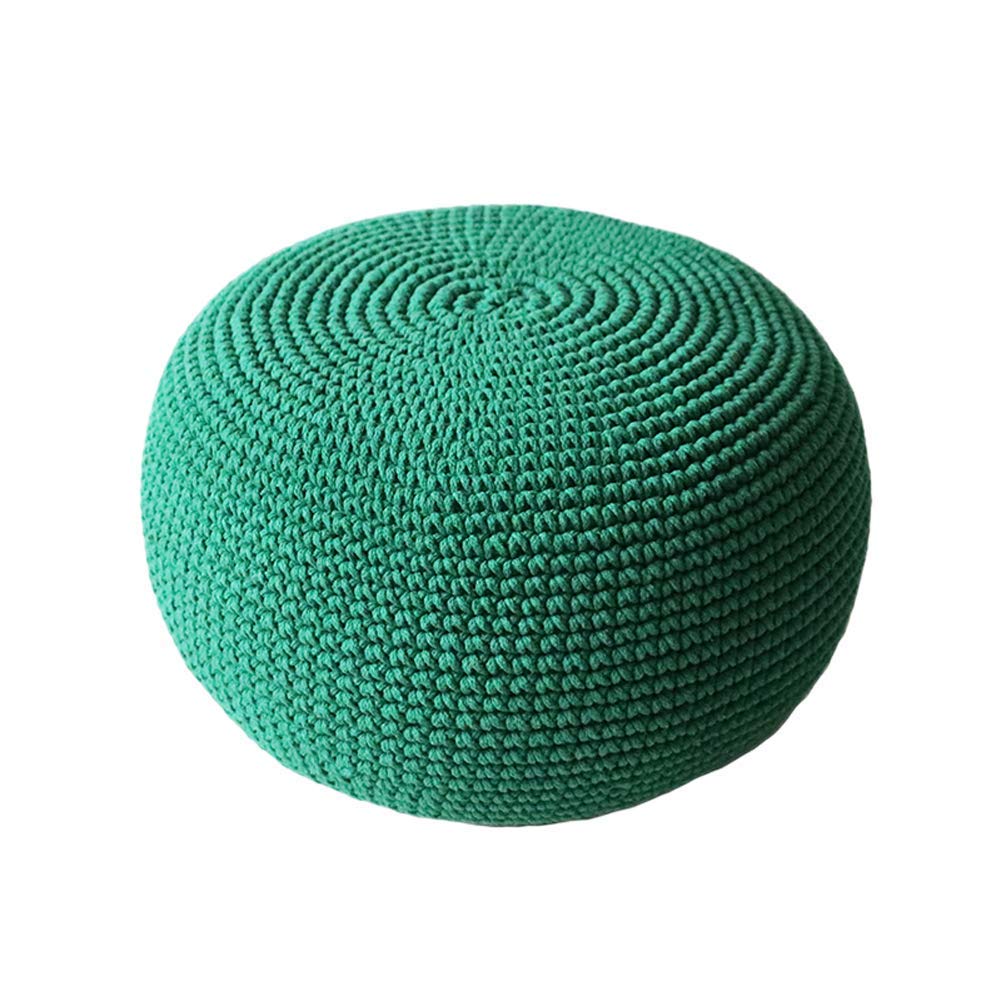 Pouf repose-pieds tricoté vert 50x50x30 cm en coton pour salon et chambre d'enfant