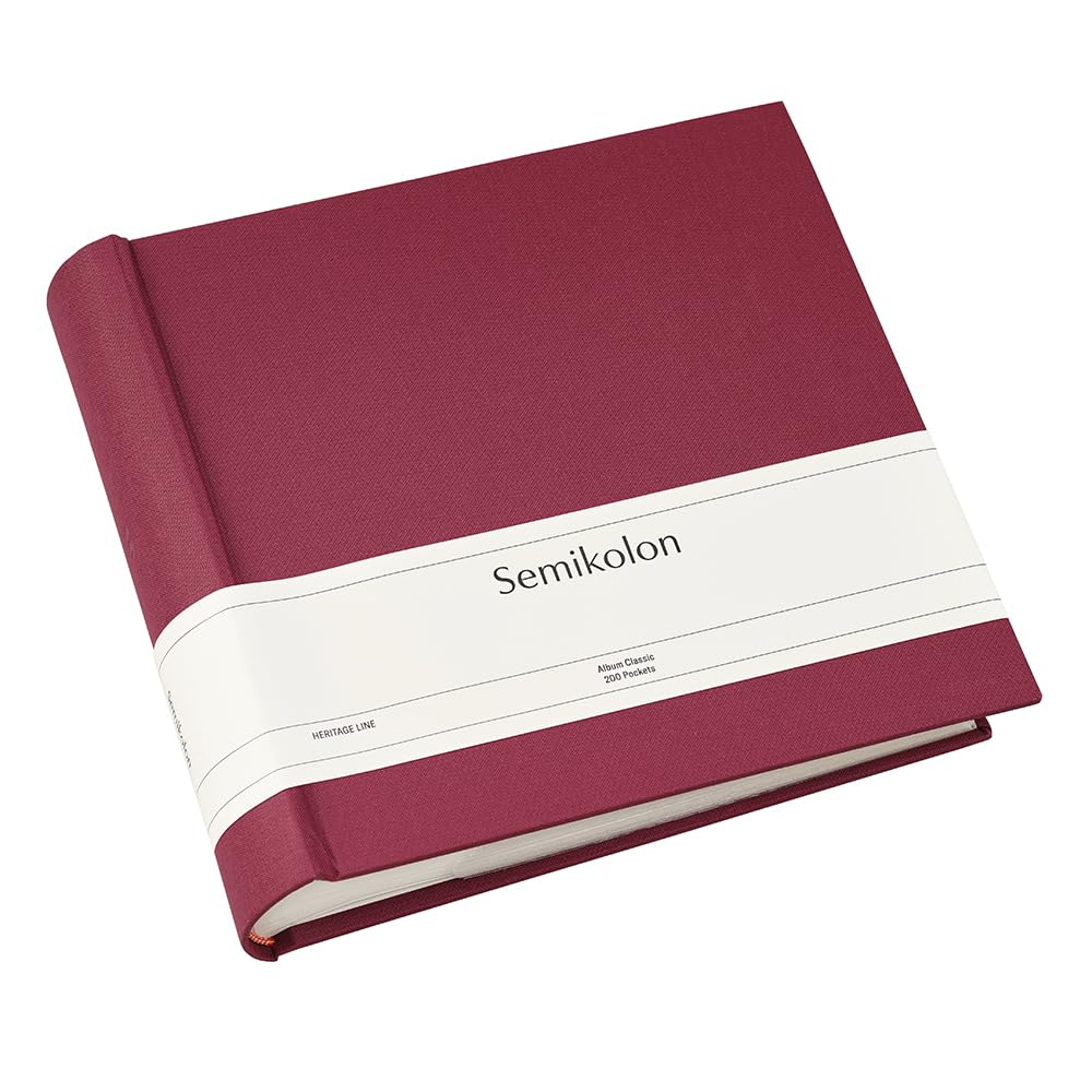 Semikolon 374272 Album photo Classic pour 200 photos 10 x 15 cm, album à insérer avec couverture en toile de livre, bourgogne, rouge foncé