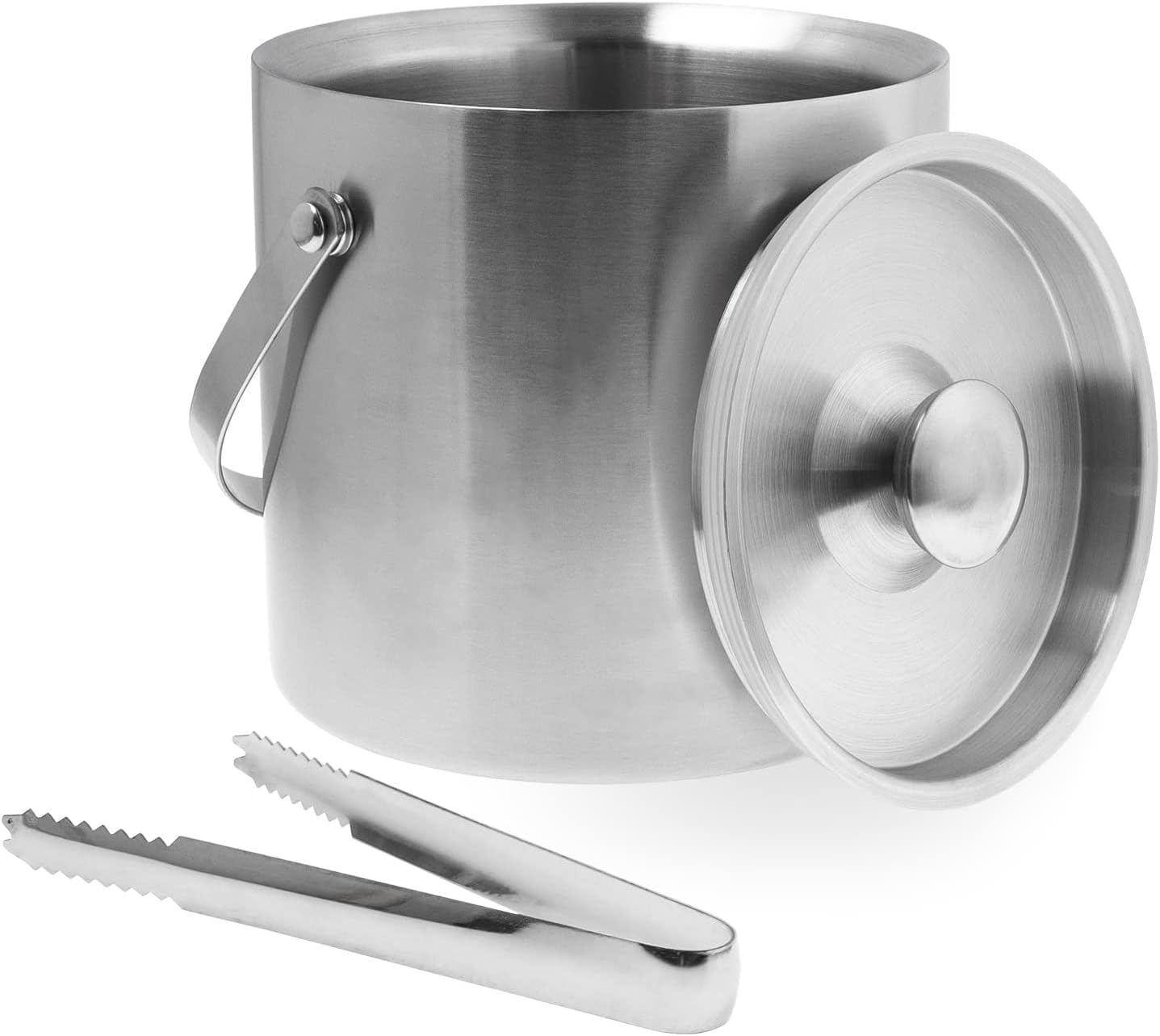 Stainless Steel Ice Bucket with Lid and Ice Tong, Double Wall Insulated Ice Bucket, Bartender