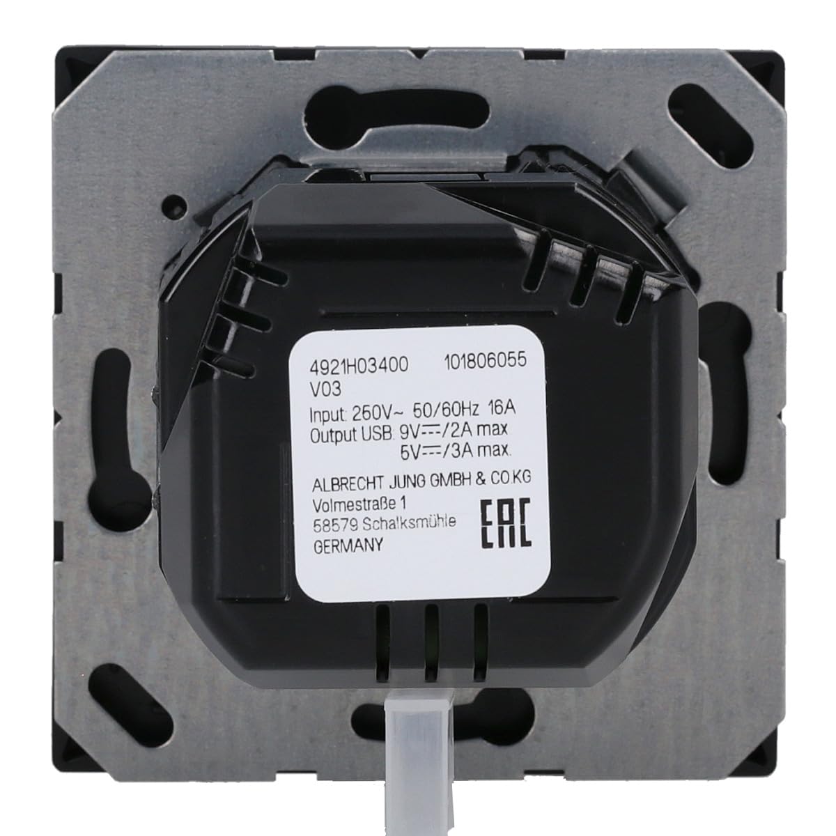 Jung LS1520-15CASWM gniazdo wtykowe z USB typu AC (3A) ze zwiększoną ochroną przed dotykiem (termoplast odporny na pękanie), grafitowo-czarny matowy seria LS