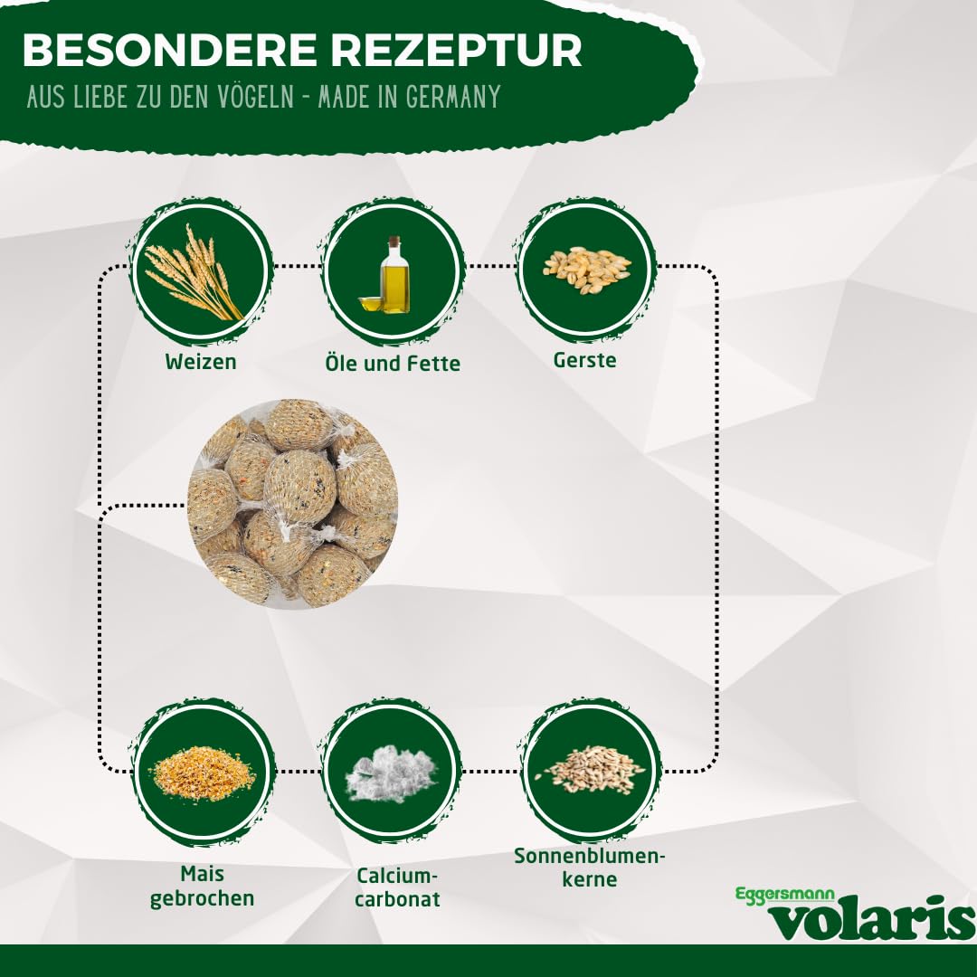 Eggersmann volaris Meisenknödel mit Netz 200 Stück [MEISENkugeln] 18 kg – Vogelfutter für Wildvögel – Nährstoffreiche Vogelknödel für alle Gartenvögel – Meisenknödel im Netz ganzjährig & energiereich