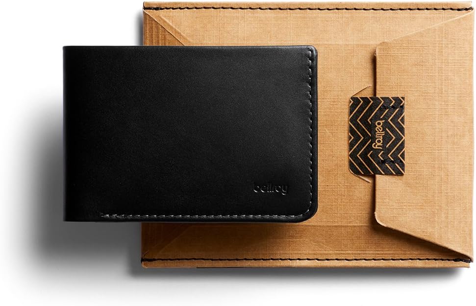 Bellroy Low Wallet, slim leather wallet (Max. 12 cards and flat bills) - Black