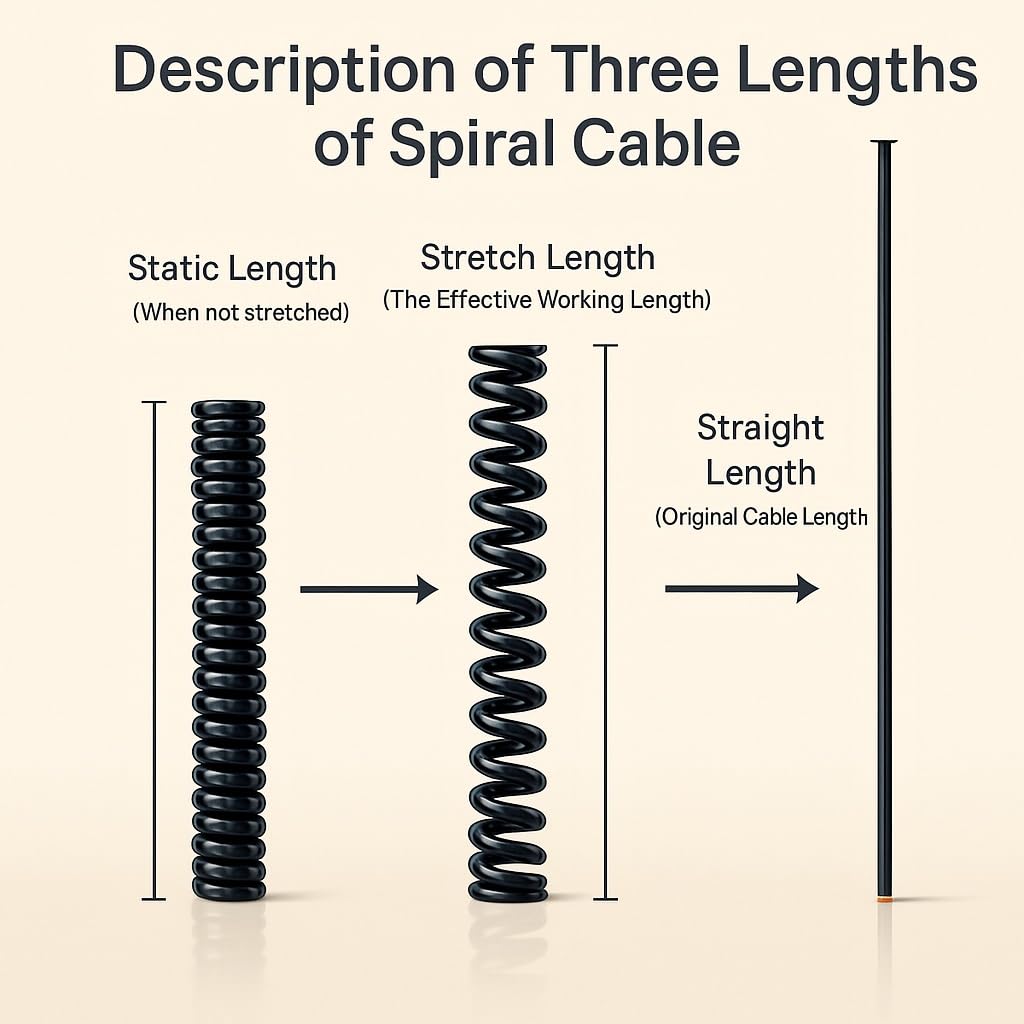 Cable para auricular de teléfono fijo longitud telescópica del estiramiento cable espiral de la primavera base 13AWG 5 1-14 metros(Stretch 11 meters)