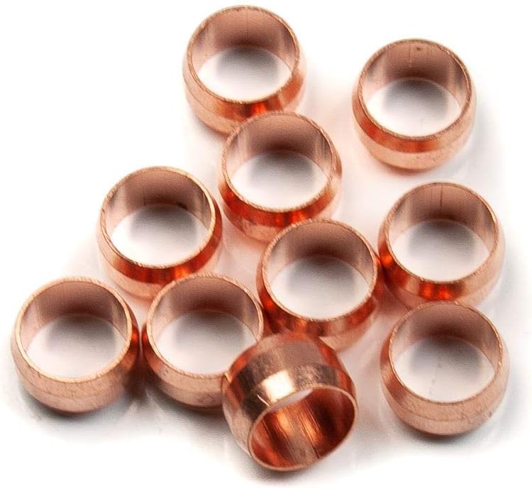 8mm Compression Olives Copper for 8mm Copper Plumbing Pipe (Pack of 10)