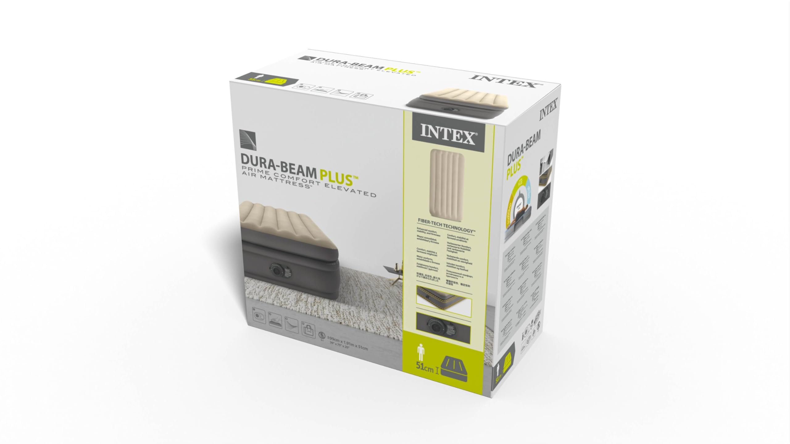 Intex - 64162NP - Lit Gonflable Prime Comfort Elevated - Électrique 1 Pers, Beige