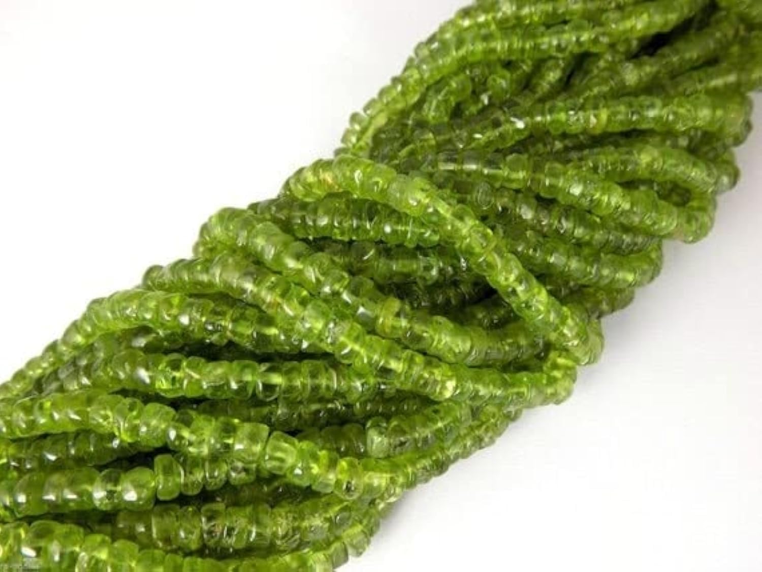 Peridot perles rondes heishi 4-5mm pour creation bijoux