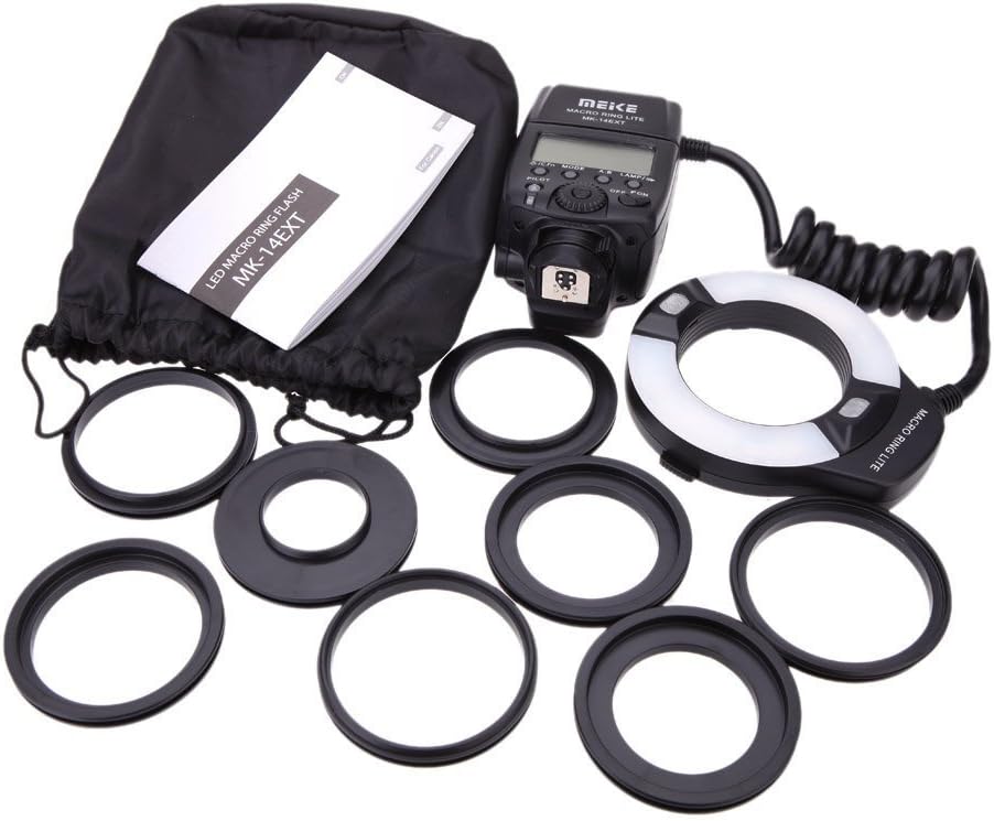 Mcoplus 14EXTC Macro Ring Flash for EOS Digital DSLR Cameras,with LED AF Assist Lamp with Hot Shoe Stand,for EOS 4000D 70D 77D 80D Rebel T7i T6i T6s T6 T5i T5 T4i T3i
