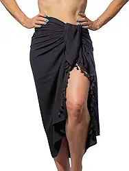 Canga de Praia Em Viscolinho Preta com Franja Black Saída de Praia Piscina Pareô Canga Viscose