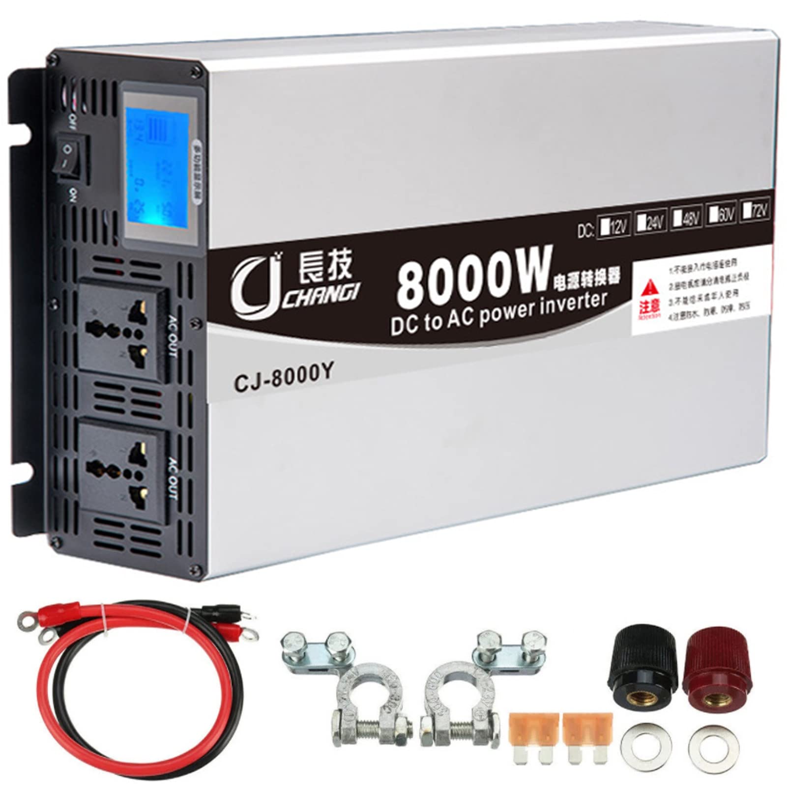 Inverter Onda Sinusoidale Pura 4000W 8000W - Convertitore DC 12V A AC 220V Con USB E 2 Prese - Foto 13