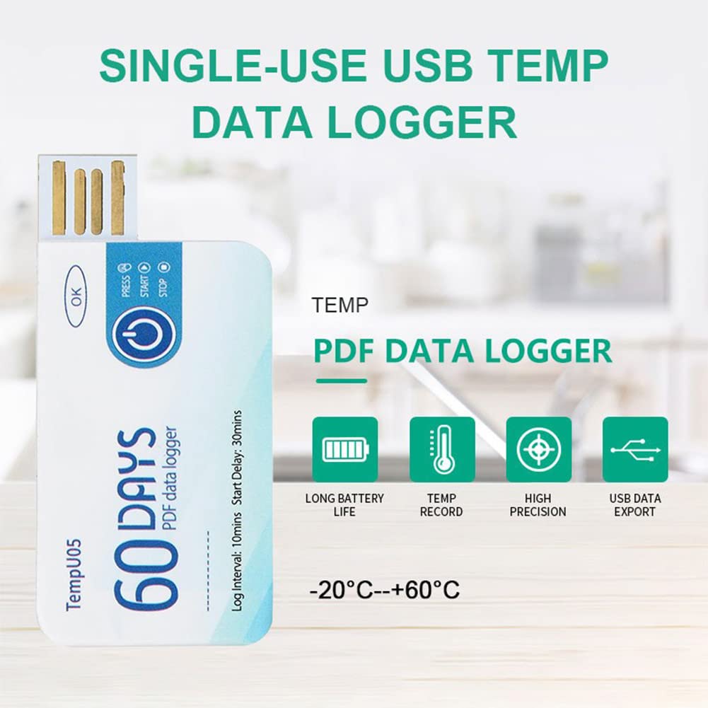 Registratore Temperatura Mutuer - USB, Monouso, Per Alimenti E Farmaci, Range -30&deg;C To +60&deg;C