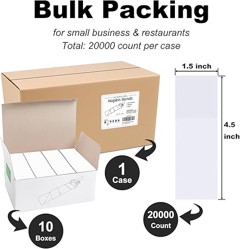 Vista 44 de NATURALABEL Servilletero estándar, servilleteros de papel autoadhesivos, 2000 unidades (blanco)