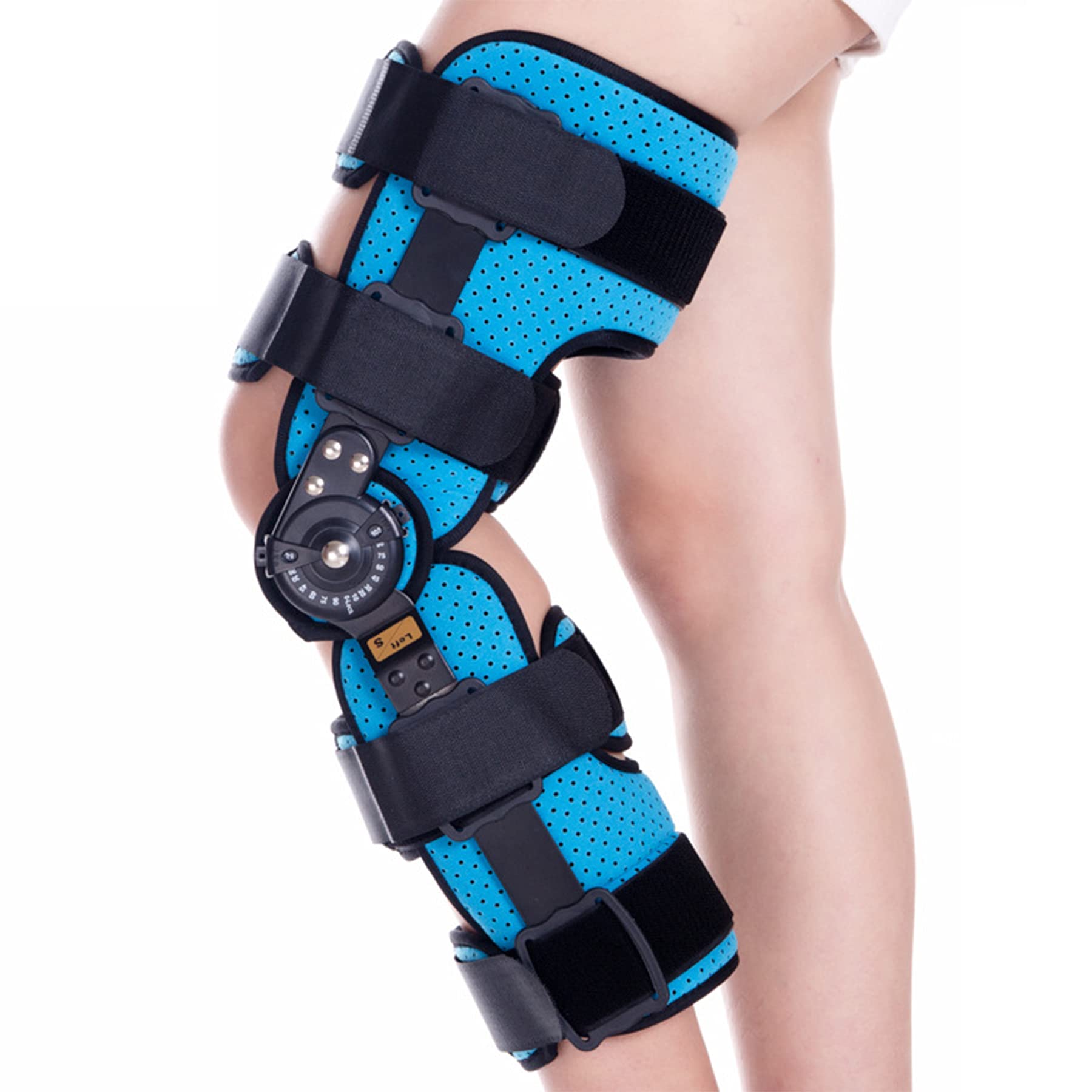 Rodillera ROM con Bisagras Soporte de Rodilla para Desgarro de LCA De Menisco Desgarro de PCL Cirugía de Recuperación Dolor en Las Articulaciones Lesión de Tensiones del Tendón,Lager