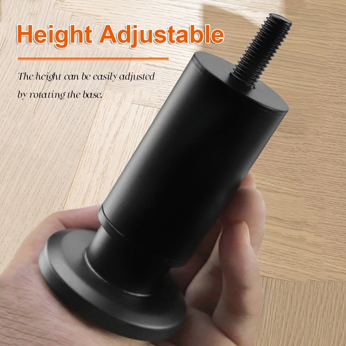 Patas de metal ajustables para muebles, paquete de 4, soporte para armarios, mesitas de noche, camas, muebles de baño, varillas roscadas M8/M10 de 38 a 55 cm de altura