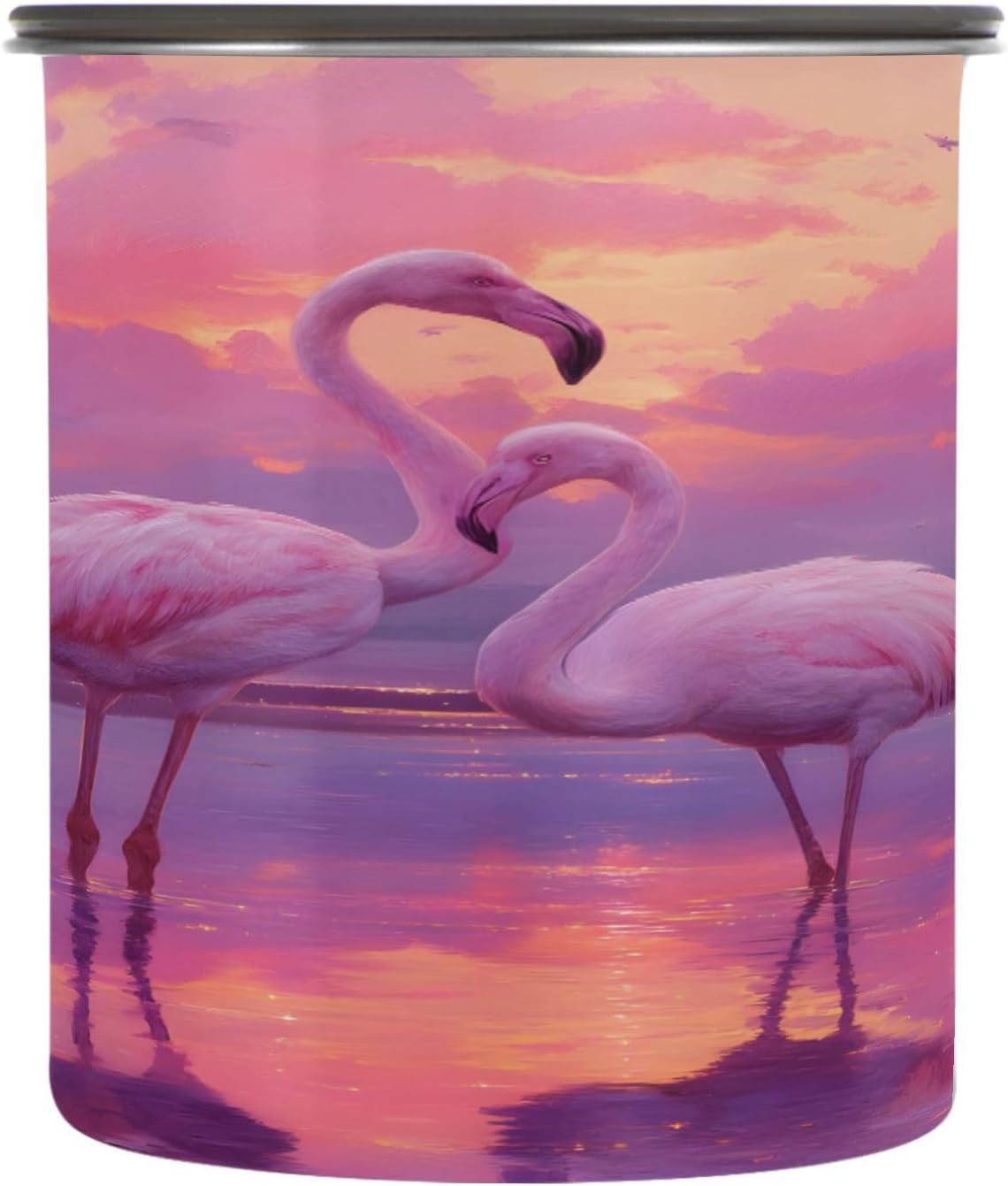 ALAZA Sunset Bird Flamingo Canister Almacenamiento Comida 17oz Acero Inoxidable