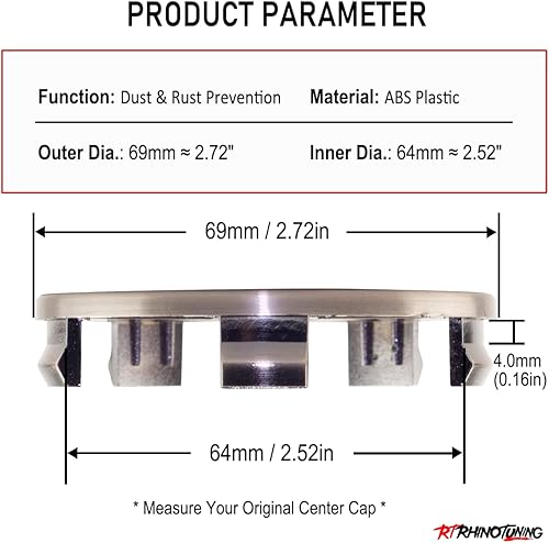Vista 16 de RTrhinoTuning 4 tapas centrales de rueda de 2.717 in compatibles con llantas 1 Series 2, Series 3, Series 4, Series 5, Series 6, Series 7, Series