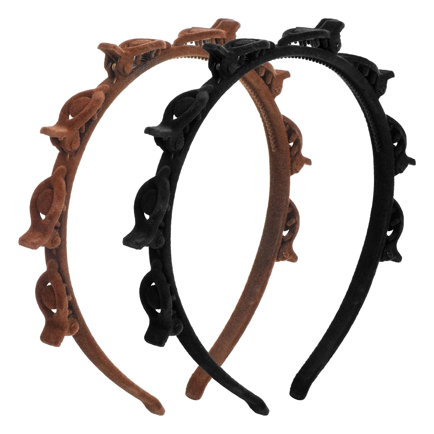 2 Pcs Headband with Clips Weave Bangs Hairstyle Hairpin Headband