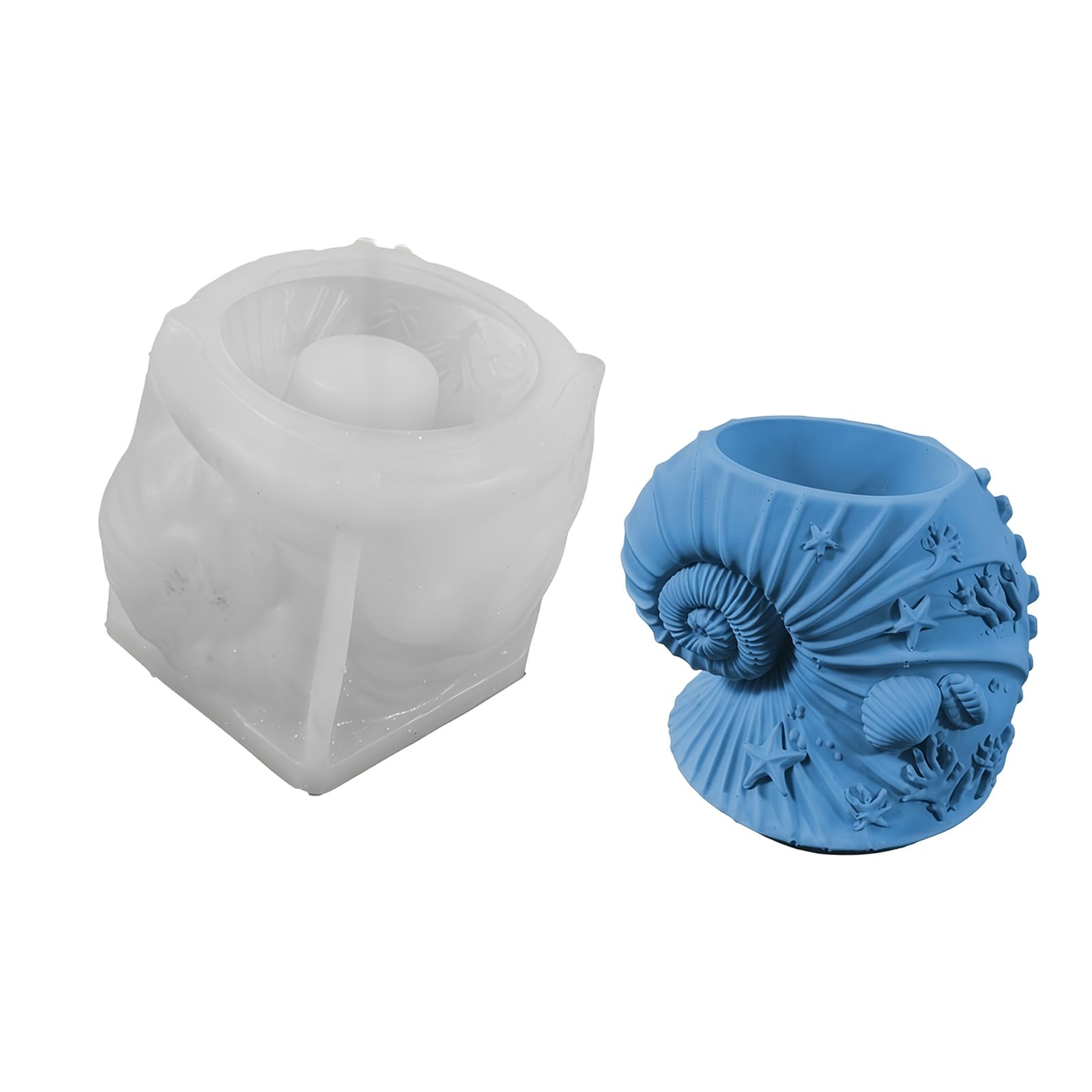 Cazstyk B Conch Shape Cup Silicone Molds For Resin Casting Holder Chocolate Flowerpot Gypsum Statue Home Decoration Render Deck Inconsistent Twist Cast Render
