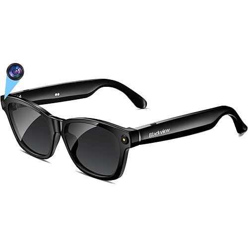 Blackview AI Smart Glasses with 12MP Camera, BT Call/Photo/4K HD Video Recording Glasses with Real-Time Translation, AI Voice Assistant, Object Recognition, Polarized Sunglasses Lenses