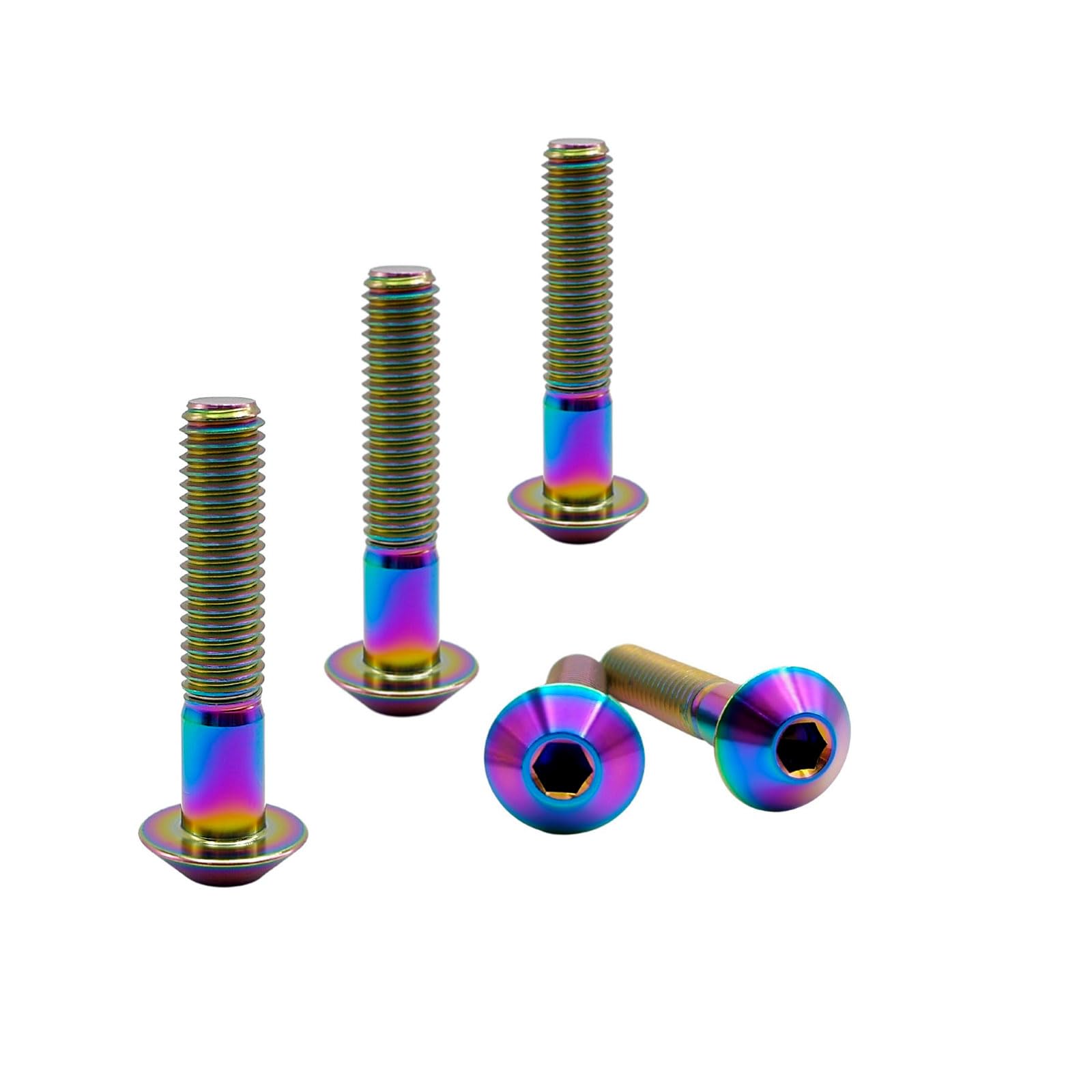 RISON Titanium Bolts M6x1.0x35mm Button Umbrella Socket Head Bolt Titanium Umbrella Screw Rainbow Titanium Dome Head Bolt for Bicycle Motorcycle Pack