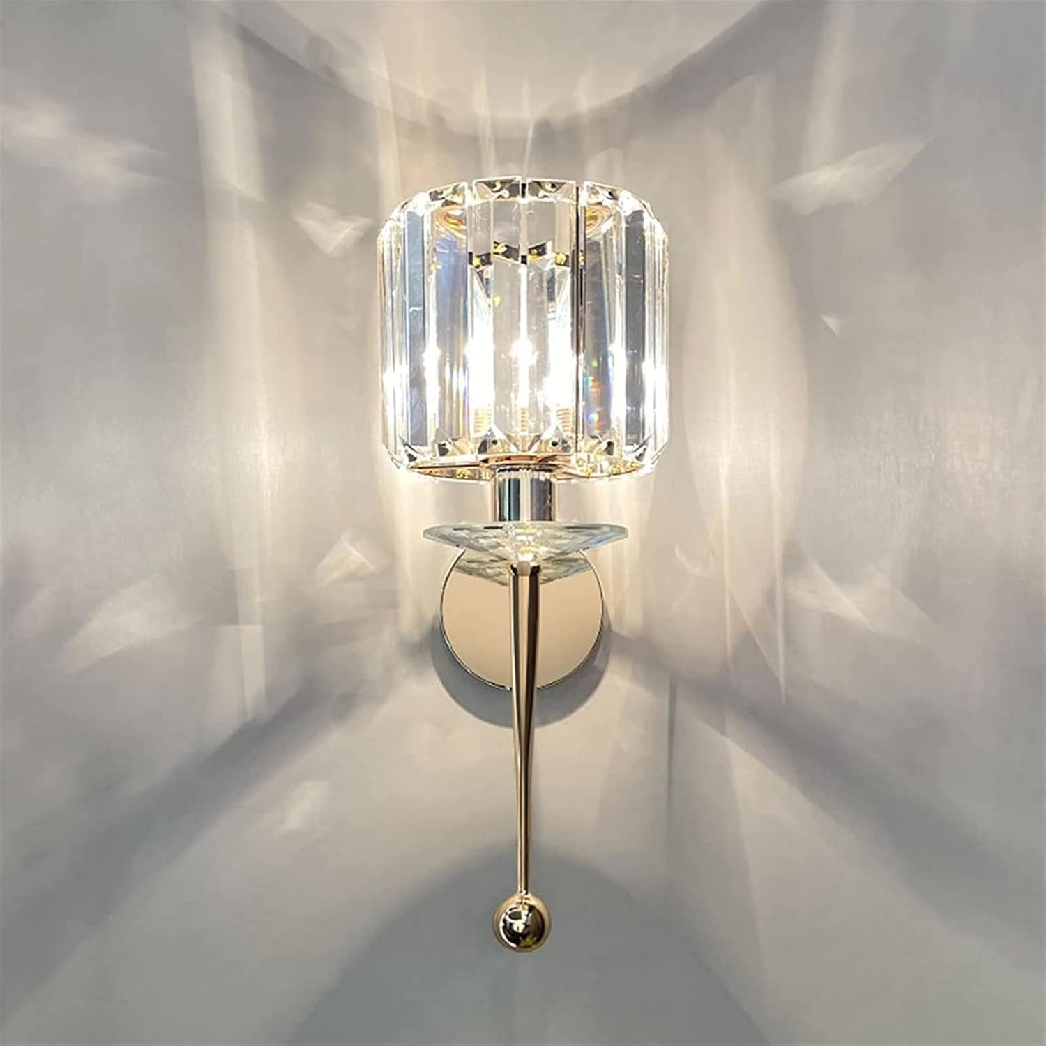 HPTHLY Wall Light Crystal Wall Light Gold Metal Sconce, Bedroom Lamp, Wall Sconce Home Decor Lighting Fixtures,Luxury (37Cm)