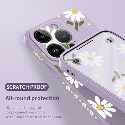 Miniatura 7 de Fundas para iPhone 15 Pro, fundas para iPhone 15 Pro con diseño de crisantemo lateral, suave a prueba de golpes, protector de lente de cámara para