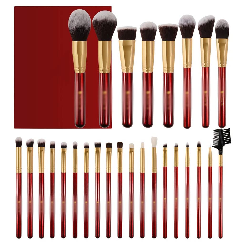 Pennelli per Il Trucco 27 Pezzi Set di pennelli per Il Trucco Professionale in Pelo di Capra Sintetico Kabuki per fondotinta ombretti Pennello per sfumare