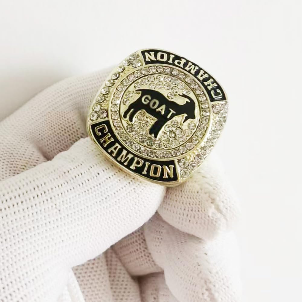 12 Stück Goat Championship Ringe Award Trophäe Medaille Greatest of All Time Geschenk für Turnier oder Liga Champion Gewinner, von Größe 7 bis 11