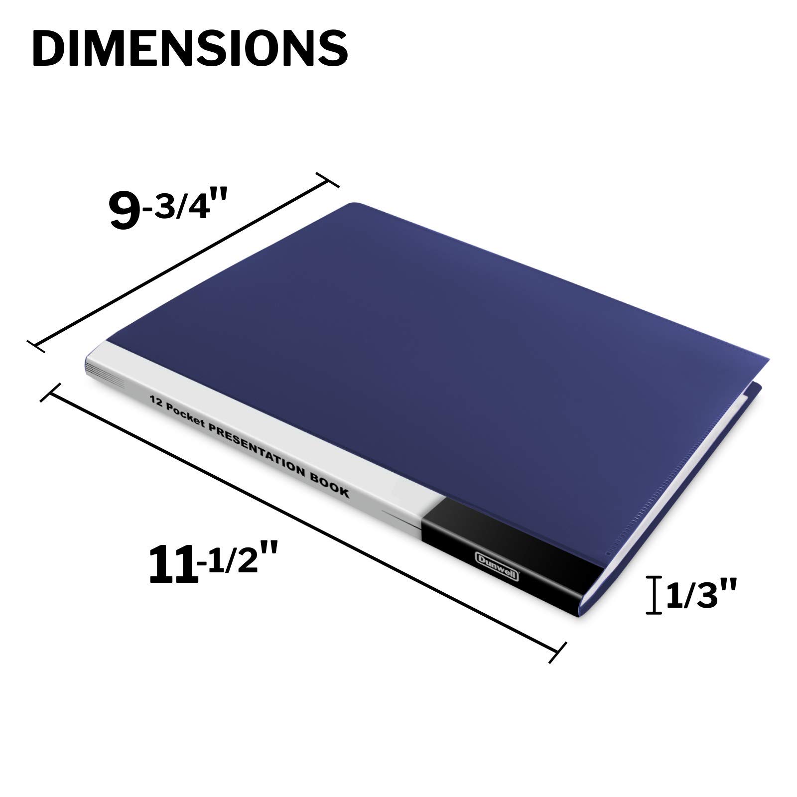 Dunwell Carpeta de presentación de 12 bolsillos (paquete de 3, azul), libros de presentación encuadernados con fundas de plástico, cada uno muestra 24 páginas de hojas de 8.5 x 11 pulgadas, carpetas