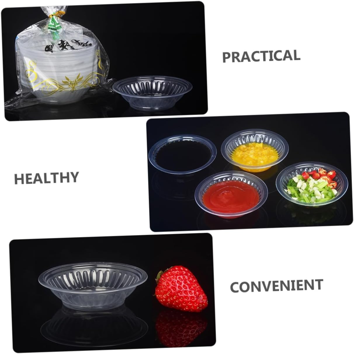 STOBAZA 90pcs Disposable Transparent Condiment Dish Food Dipping Tray for Appetizers Seasoning Plates for Outdoor Parties and Picnics Safe for Boys and Girls Use