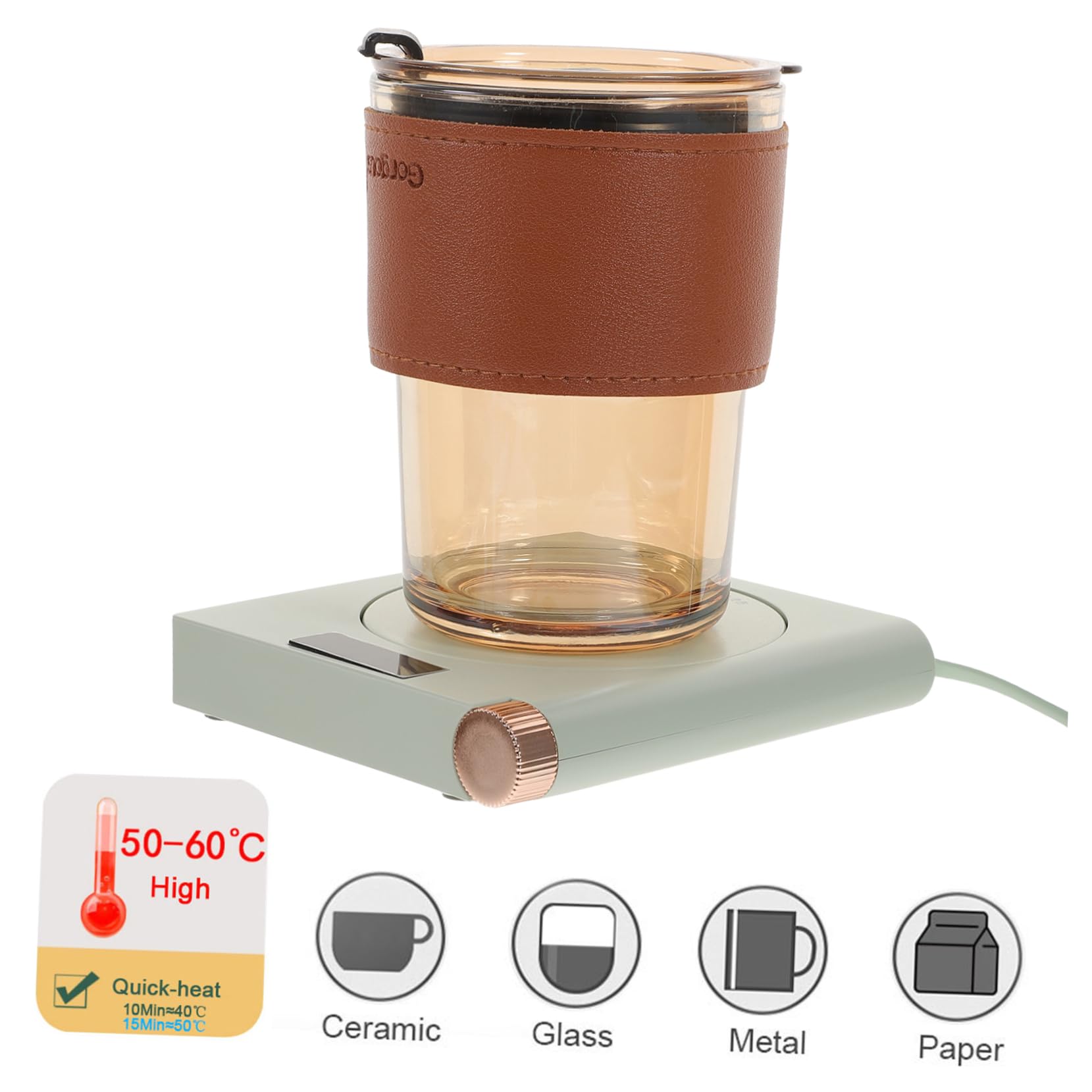CIYODO Constant Temperature Electric Mug Warmer Portable Beverage Heater -Cordless for Tea Coffee Soup