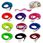 SHENGSEN 100 Pieces Fuzzy Worm Toys String Pets Fuzzy Worms On String Bulk Trick Toy Party Favors for Kid Cat (10 Colors)