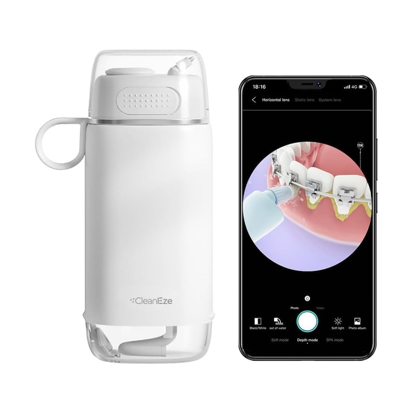 Irrigador bucal para dientes, con cámara de 5 MP 1080P, irrigador oral inalámbrico portátil, 3 puntas de chorro y 3 modos IPX7, impermeable, recargable, para el cuidado de dientes y aparatos