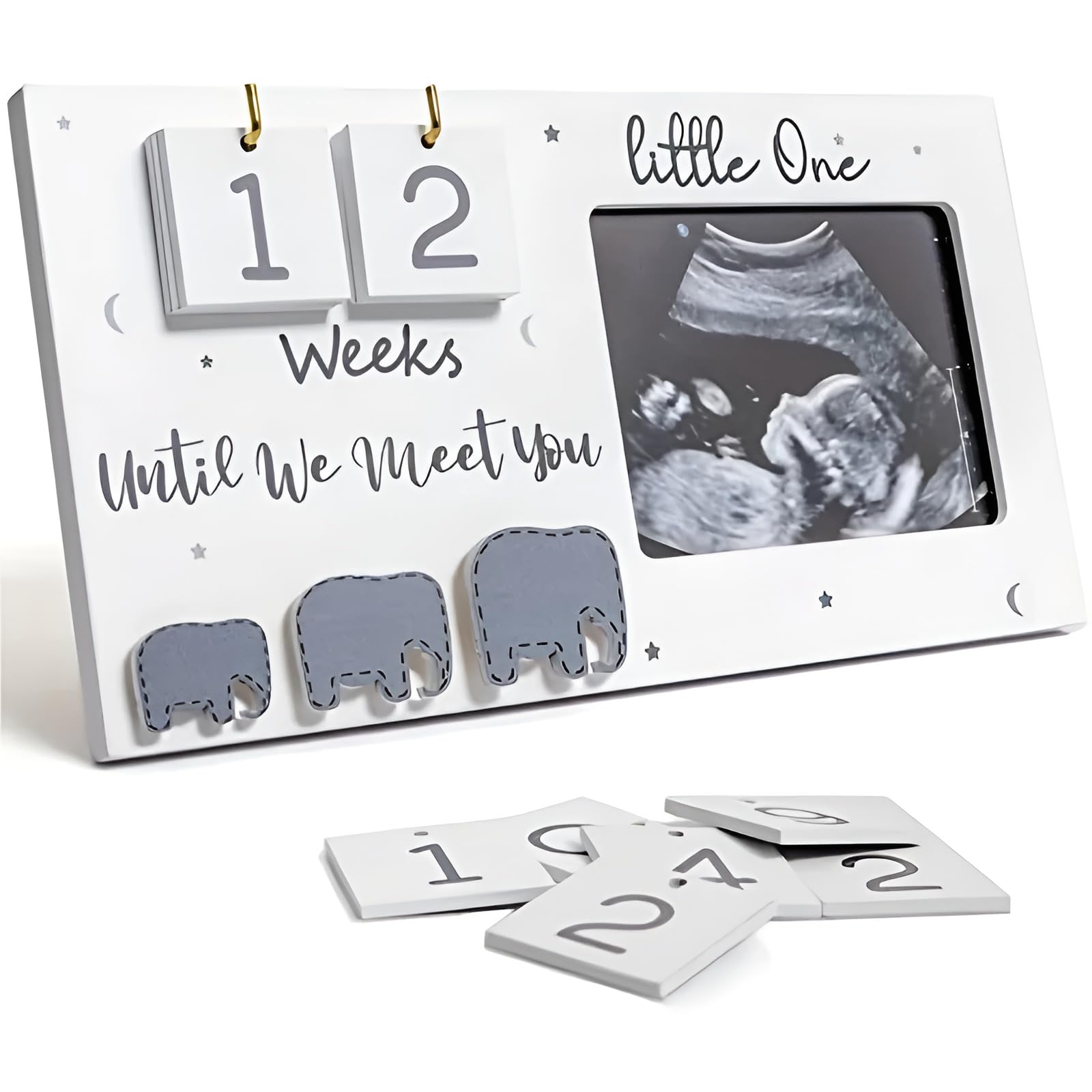 Beauenty Baby Announcement Picture Frame, Nursery Decor for Birth Information, Ultrasound Photo Frame with Baby Countdown Weeks, Unique Gifts for Pregnant Women
