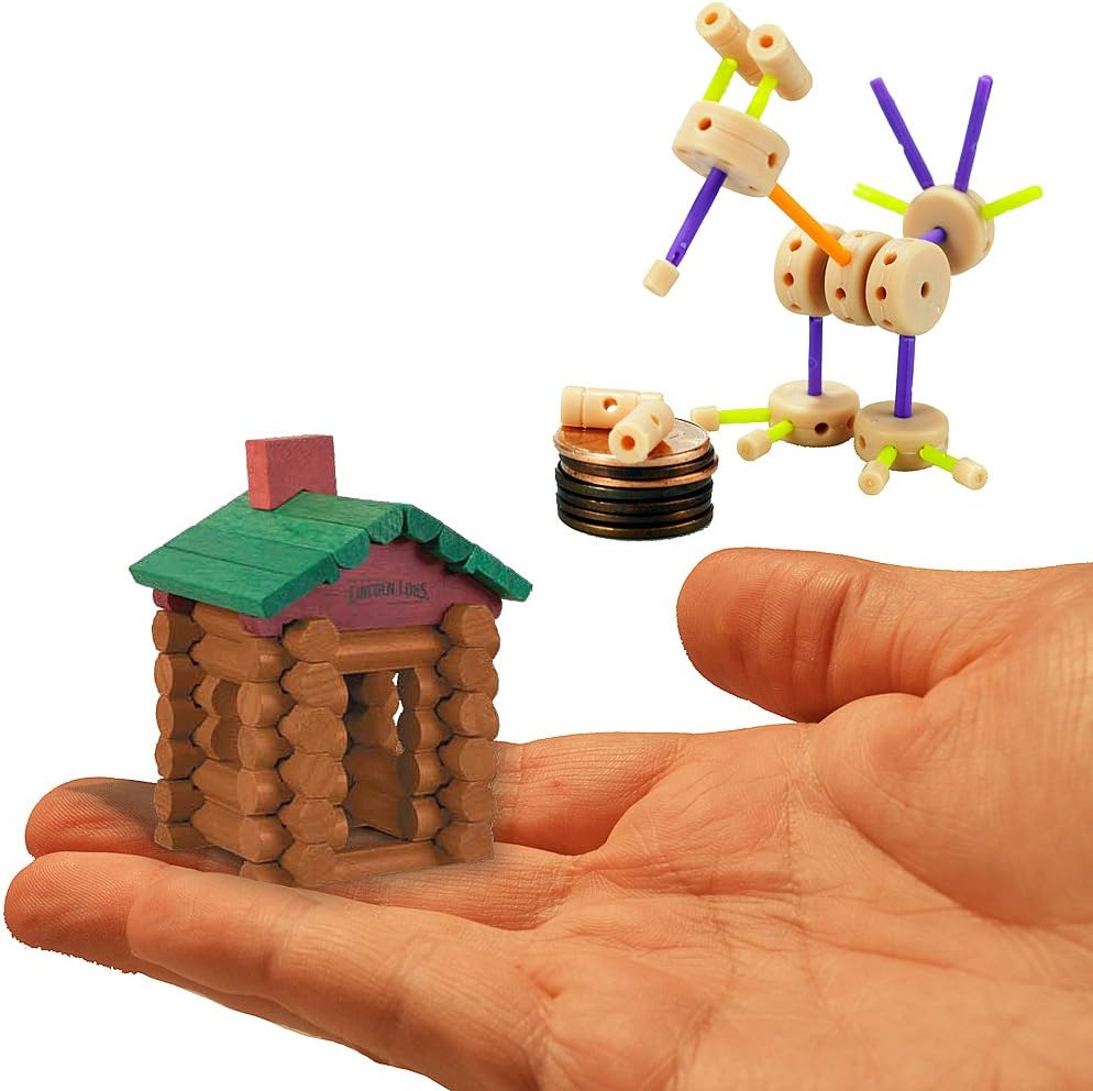 Worlds Smallest Building Toys Set of 2: Tinkertoy and Lincoln Logs