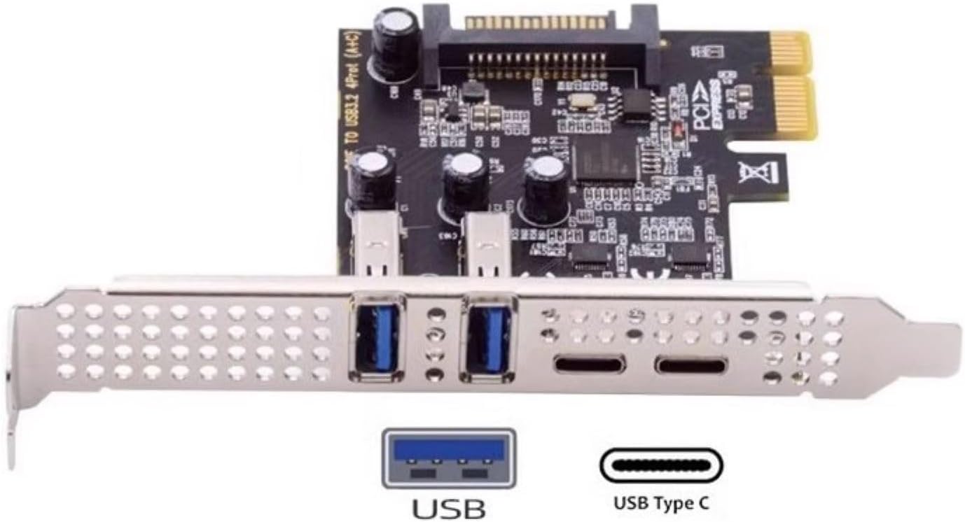 PCI Expressから4ポートUSB 3.2拡張カード自己回復ヒューズ内蔵Win用8以降システム対応 ドライバー不要