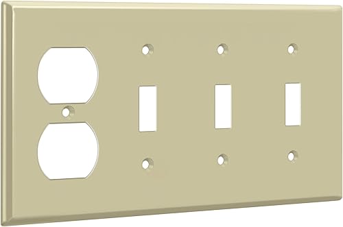 Miniatura 4 de ENERLITES Placa de pared combinada de triple palancasalida de receptáculo dúplex individual, tamaño estándar, cubierta de interruptor de luz de 4