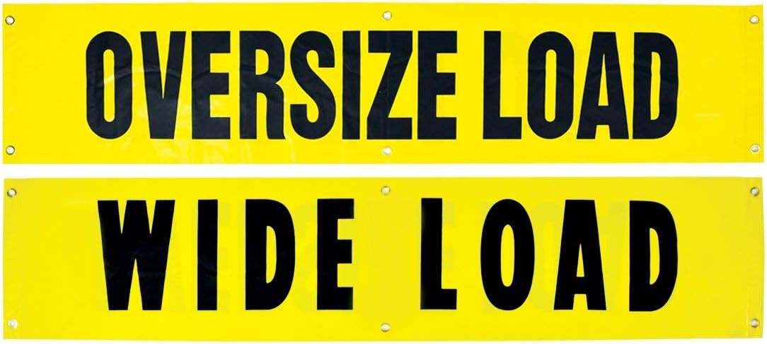 VULCAN Wide Load/Oversize Load Banner with Heavy Duty Brass Banner Grommets - Reversible - 18 Inch x 84 Inch - 2 Pack