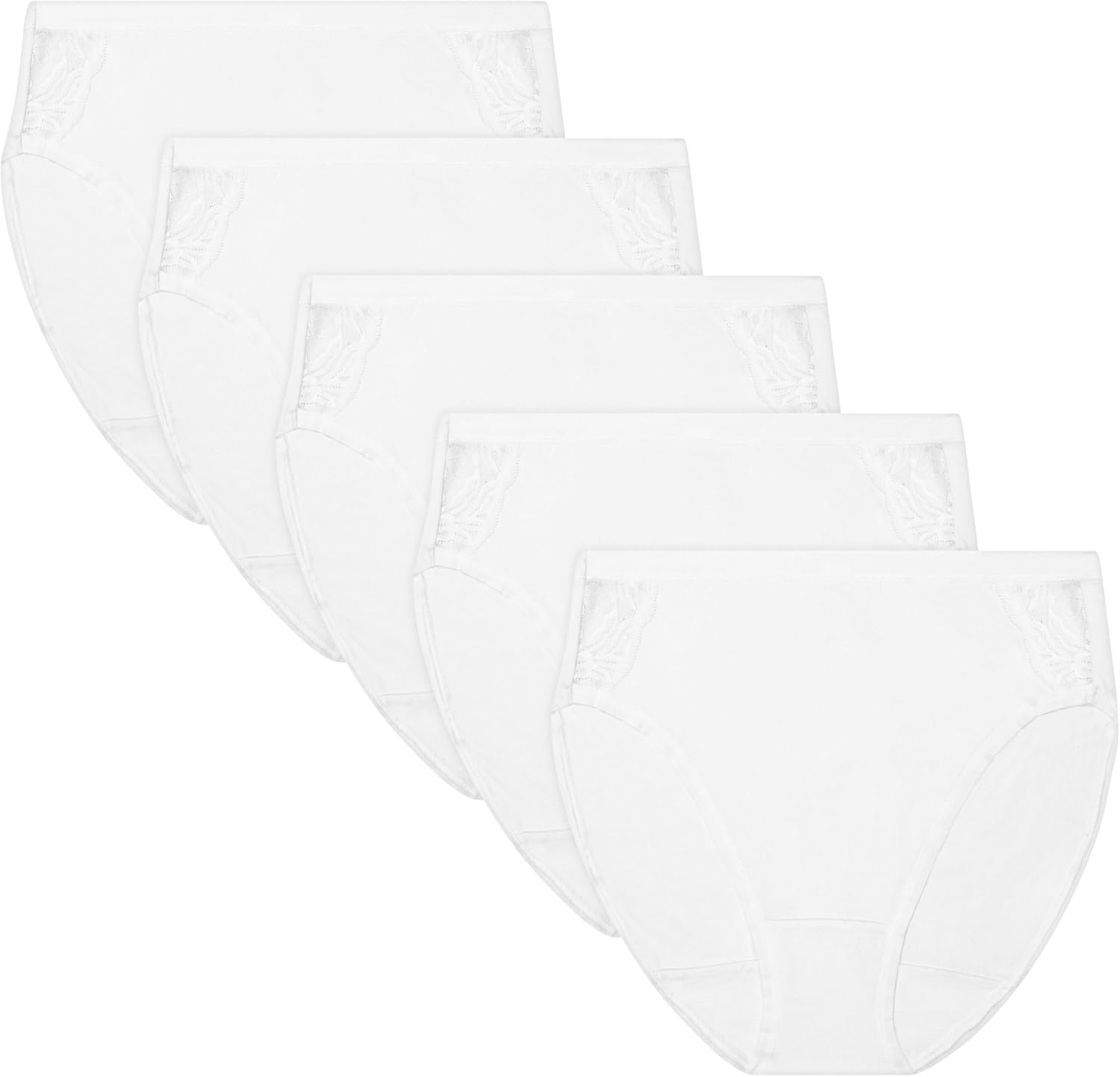 Bali womens Underwear High-cut Pack, 5-pack, Cotton Lace Moisture-wicking Underwear for Women, High-cut Panties