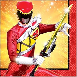 amscan Power Rangers Dino Chargeâ„¢ Beverage Napkins, Party Favor, Red, 5