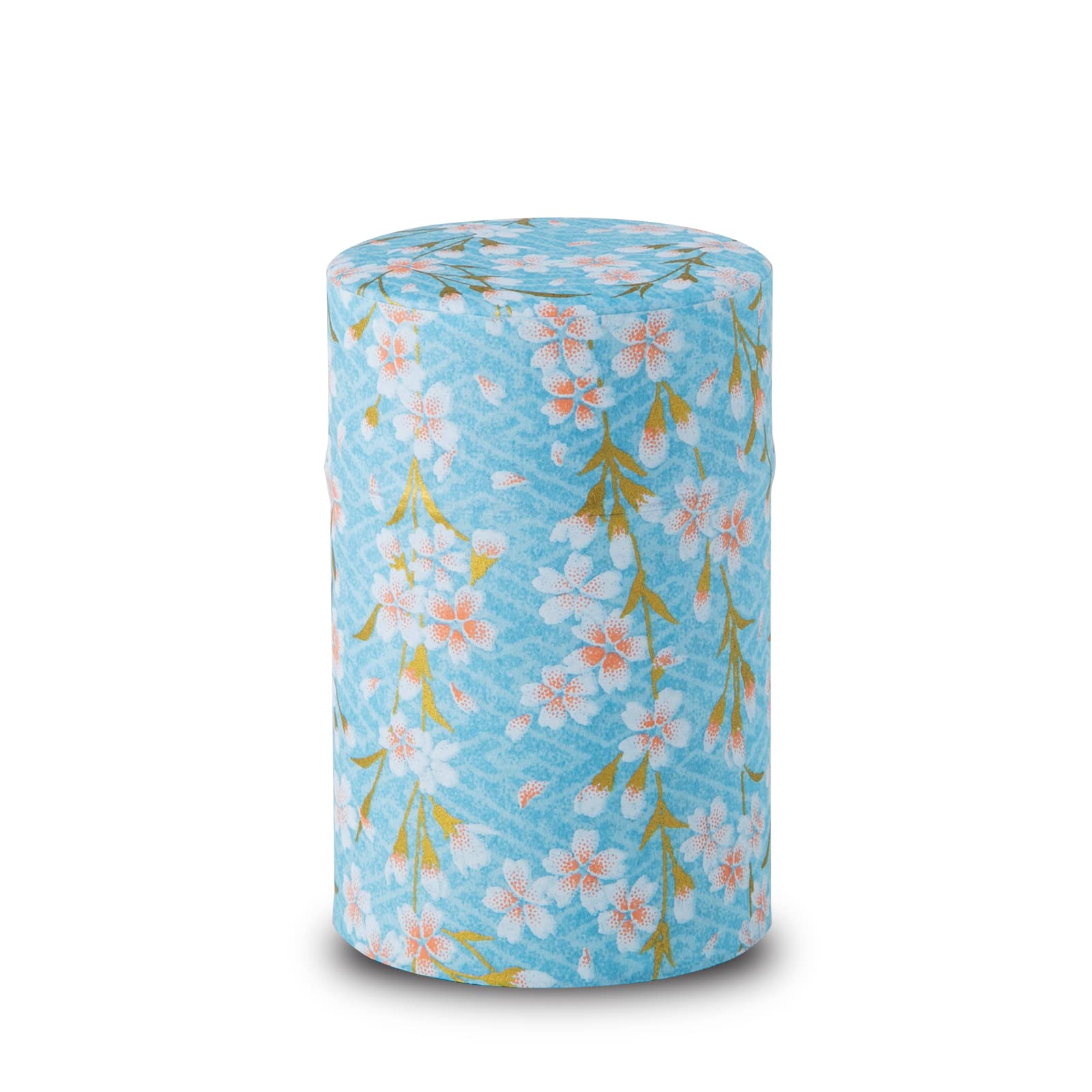 NOREN Tea caddy for loose leaf tea japanese washi paper 100g capacity (Sakura Blue) tea caddies tea tin tea canister