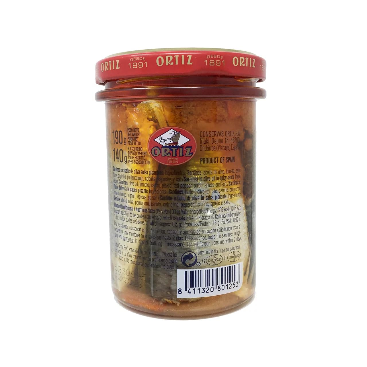 ORTIZ Pikante Sardinen nach alter Art in Olivenöl 140 g. 9er-Pack