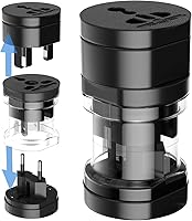 Vista 1 de EFISH Convertidores de corriente de viaje 3 en 1, adaptador de enchufe internacional, adaptador de corriente universal mundial, esenciales de viaje